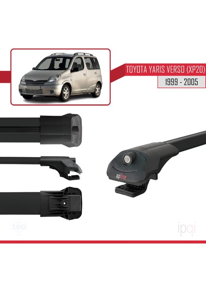 Toyota Yaris Verso (XP20) 1999-2005 Arası ile Uyumlu Ace-1 Ara Atkı Tavan Barı Siyah 2 Adet