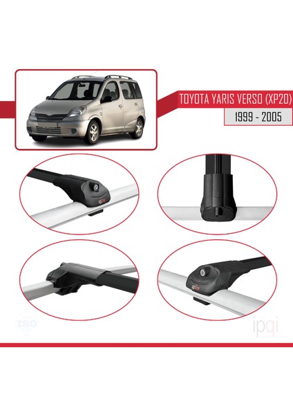 Toyota Yaris Verso (XP20) 1999-2005 Arası ile Uyumlu Ace-1 Ara Atkı Tavan Barı Siyah 2 Adet
