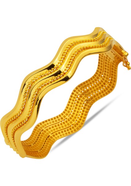 Zikzak Ajda 14 Ayar Kelepçe Bilezik