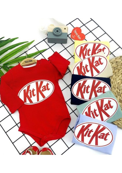 Bebek Kitkat Baskılı Body Zıbın Kırmızı