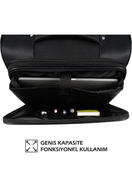 Carry-On Hostes Pilot Kabin Boy 15-17 Inc Uyumlu Laptop Bölmeli Kumaş Valiz