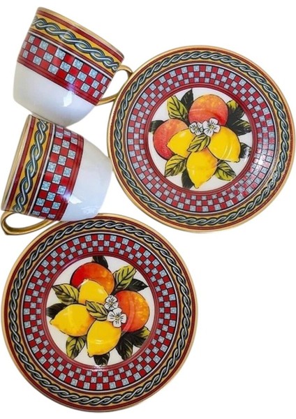 Iki Desenli Verla 6'lı Kahve Fincan Seti