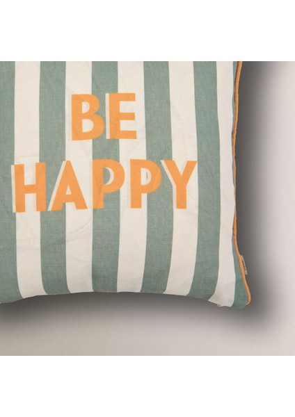 Be Happy Baskılı Renkli Tasarım Kırlent Kılıfı fiyatları