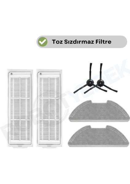 Xiaomi Mop 2 Pro (Beyaz) MJST1SHW UYUMLU Yedek Fırça Filtre Mop Seti-6 Parça