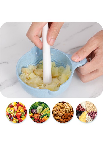 Bebek Maması Öğütücü Seti Buğday Samanı + Pp Sebze Meyve Mutfak Robotu Ezici (Bpa Içermez, Fda Sertifikası Yok)-Yeşil (Yurt Dışından)