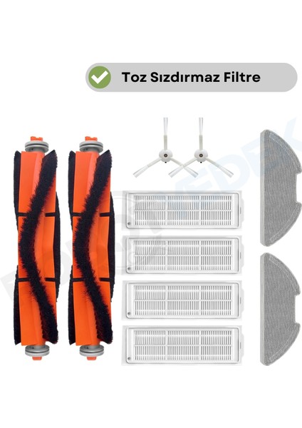 Xiaomi Mop 2 Pro (Beyaz) MJST1SHW UYUMLU Yedek Fırça Filtre Mop Seti-10 Parça