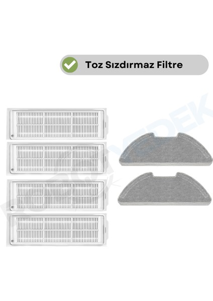 Xiaomi Mop 2 Pro MJST1SHW UYUMLU Yedek Filtre Mop Seti-6 Parça