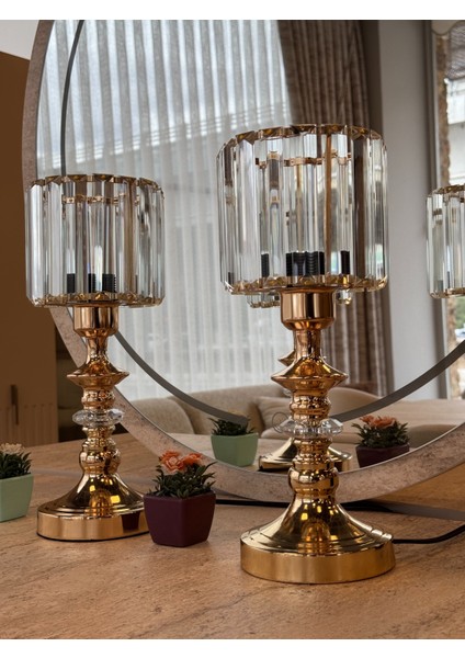 Modern Gold Metal Silindir Kristal Abajur ( 2 Adet ) fiyatları