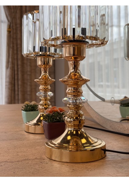 Modern Gold Metal Silindir Kristal Abajur ( 2 Adet ) fırsatları