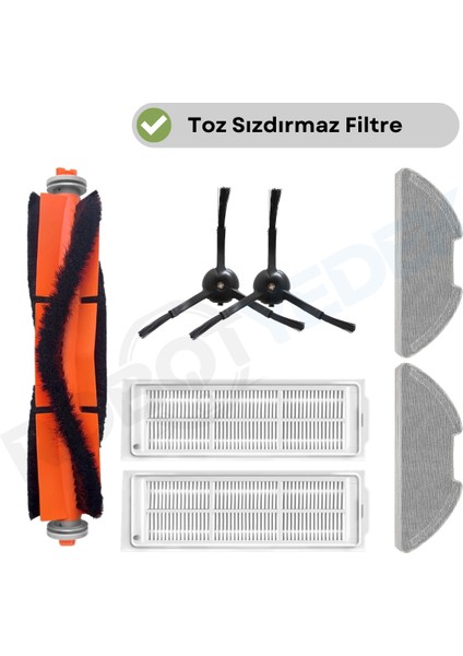 Xiaomi Mop 2 Pro (Siyah) MJST1SHW Uyumlu Yedek Fırça Filtre Mop Seti-7 Parça