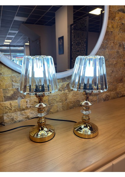 Modern Gold Metal Kristal Başlık Abajur ( 2 Adet )