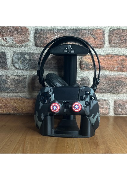 PS5 Play Station 5 Dualsense Siyah Kulaklık Askılı Tekli Kulaklıklı Joystick Standı