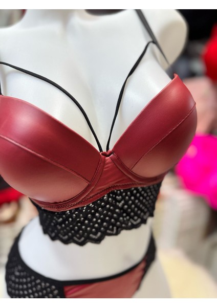 Kadın Deri Dolu (Destekli) Dantel Detaylı Sütyen Takımı modelleri