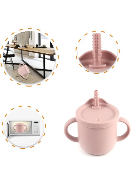 ZP2004B 250ML Bebekler Için Pipetli Bardak Bebek Eğitimi Çift Kulplu Su Bardağı (Silikon Malzemeli Fda Raporu)-Bej (Yurt Dışından) fiyatları