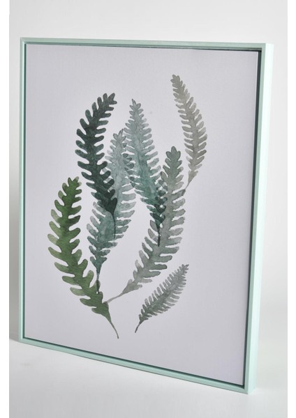 Seta Tablo Mavi Çerçeveli Sivri Yapraklar 59*49 cm