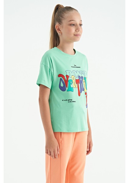 T13KG-75112_01 Kız Garson Oversize T-Shirt O Yaka Suprem