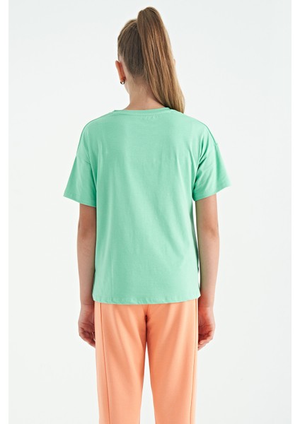T13KG-75112_01 Kız Garson Oversize T-Shirt O Yaka Suprem