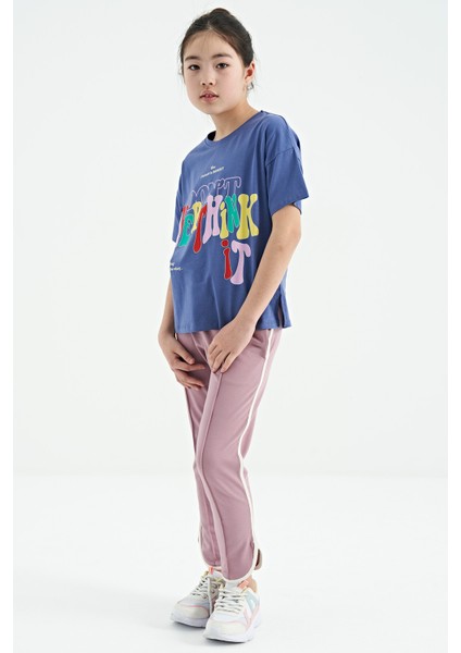 T13KG-75112_01 Kız Garson Oversize T-Shirt O Yaka Suprem