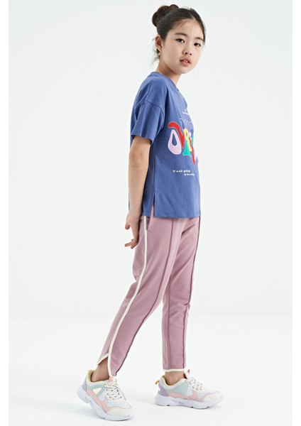 T13KG-75112_01 Kız Garson Oversize T-Shirt O Yaka Suprem
