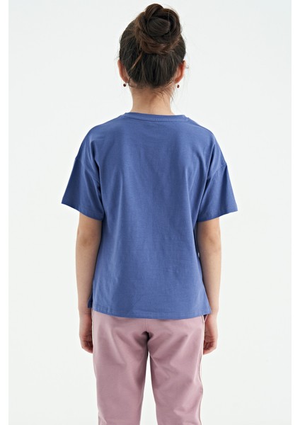 T13KG-75112_01 Kız Garson Oversize T-Shirt O Yaka Suprem