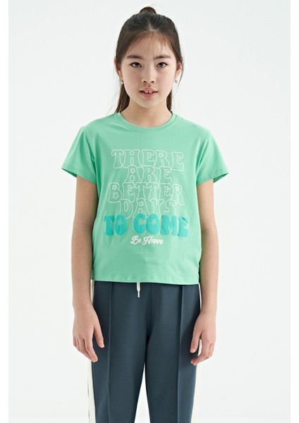 T13KG-75118_01 Kız Garson T-Shirt O Yaka Suprem