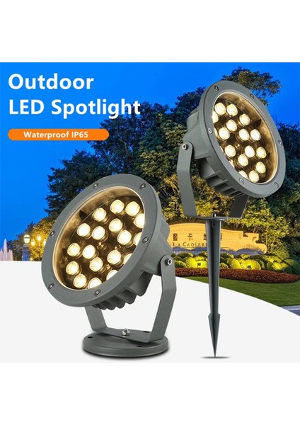 Bahçe LED Armatür Paslanmaz Dekoratif Dış Mekan Aydınlatma Lamba Spot Gösteri Soğuk Beyaz A-1305 18W 220V IP68