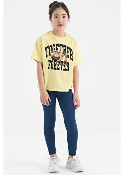 T13KG-75116_01 Kız Garson Oversize T-Shirt O Yaka Suprem