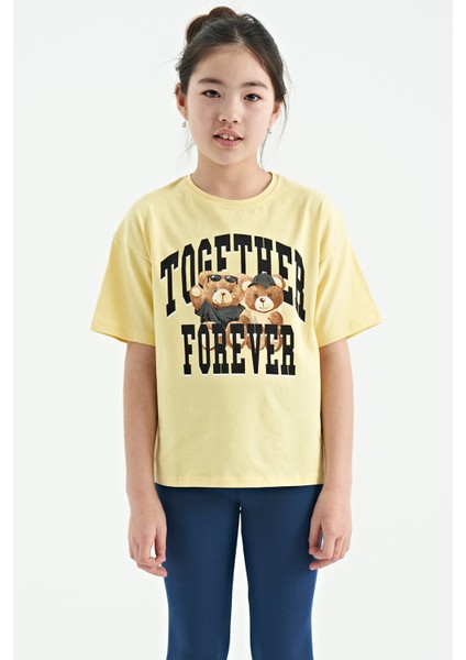 T13KG-75116_01 Kız Garson Oversize T-Shirt O Yaka Suprem
