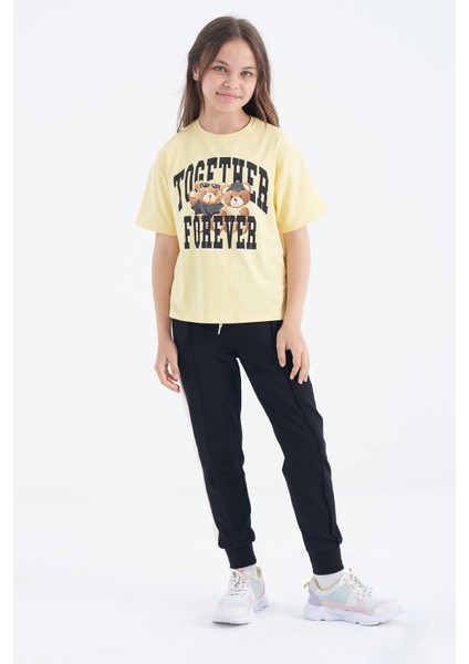 T13KG-75116_01 Kız Garson Oversize T-Shirt O Yaka Suprem