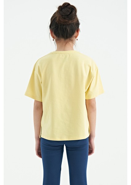 T13KG-75116_01 Kız Garson Oversize T-Shirt O Yaka Suprem