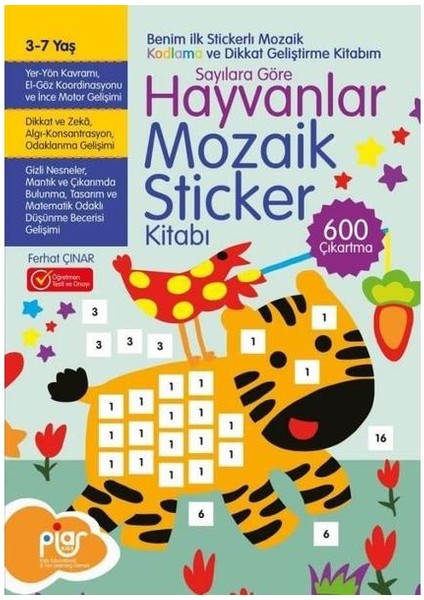 Hayvanlar Mozaik Sticker Kitabı Sayılara Göre 3 7 Yaş