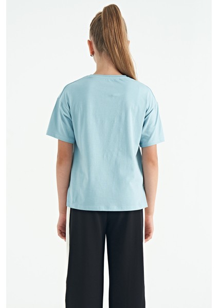 T13KG-75116_01 Kız Garson Oversize T-Shirt O Yaka Suprem