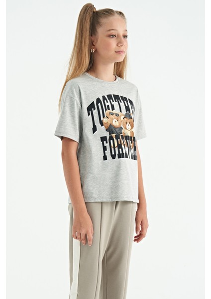 T13KG-75116_01 Kız Garson Oversize T-Shirt O Yaka Suprem