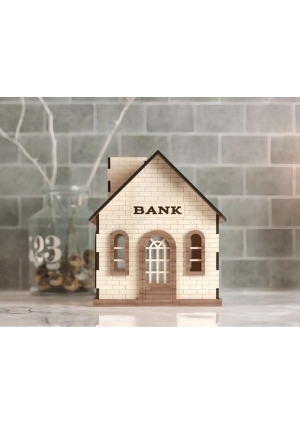 - Ahşap Ev Bank Klitli Tip Box Bahşiş Kutusu ve Kumbara Sandık Tipi Tipbox Hediyelik
