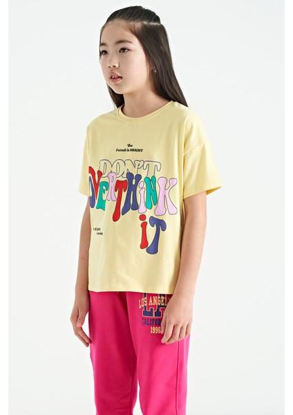 T13KG-75112_01 Kız Garson Oversize T-Shirt O Yaka Suprem