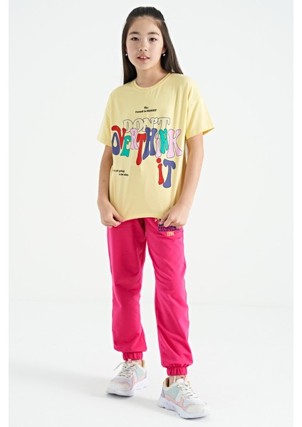 T13KG-75112_01 Kız Garson Oversize T-Shirt O Yaka Suprem