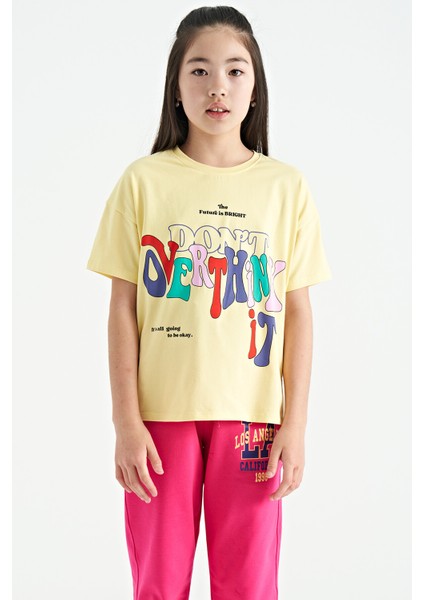 T13KG-75112_01 Kız Garson Oversize T-Shirt O Yaka Suprem