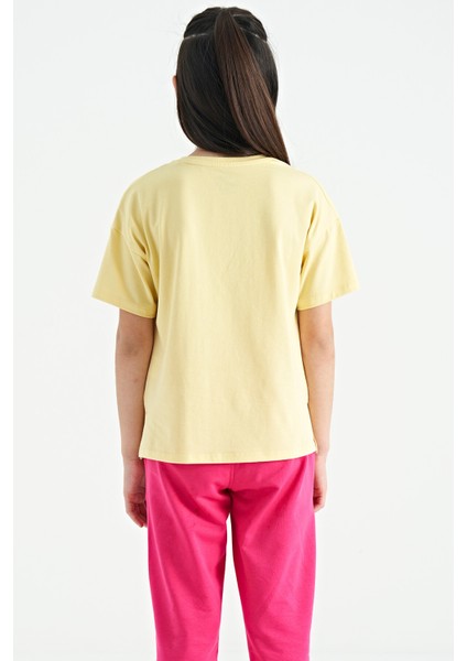 T13KG-75112_01 Kız Garson Oversize T-Shirt O Yaka Suprem