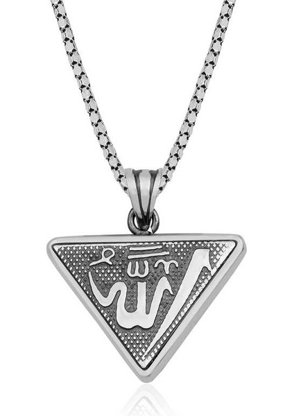 Gümüş Üçgen Allah Muskalık Kolye