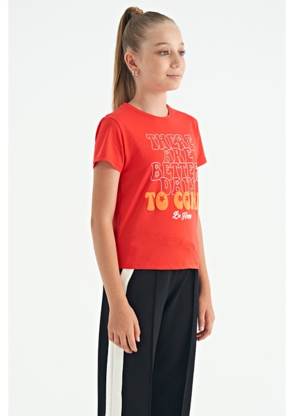 T13KG-75118_01 Kız Garson T-Shirt O Yaka Suprem