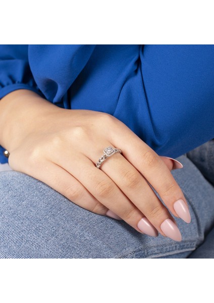 Kenar Zincir Model Baget Gümüş Yüzük - NUR-YK00318