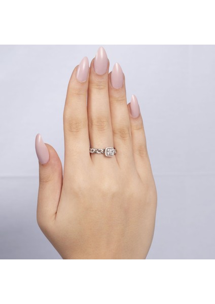 Kenar Zincir Model Baget Gümüş Yüzük - NUR-YK00318 fiyatları