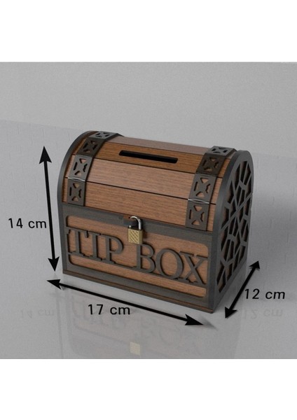 Tip Box Bahşiş Kutusu ve Kumbara Sandık Tipi Tipbox Ceviz Ahşap
