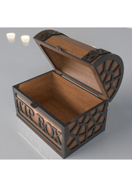 Tip Box Bahşiş Kutusu ve Kumbara Sandık Tipi Tipbox Ceviz Ahşap