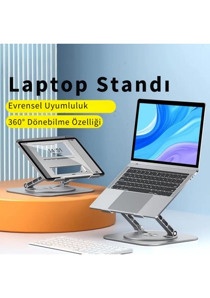 Yükseklik Ayarlı 360 Döner Alüminyum Laptop Standı Laptop Sehpası Açı Yükseklik Ayarlı Kaymaz Padli