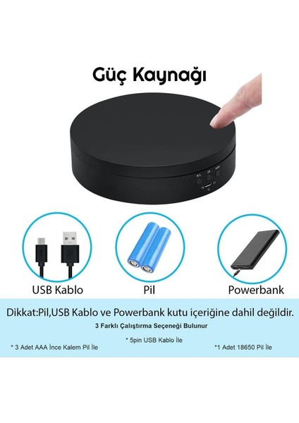 360 Derece Hız Ayarlı Oto Döner Motorlu Şarjlı Pilli Ürün Teşhir Fotoğraf Çekim Standı 146MM MAX10KG modelleri
