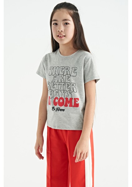 T13KG-75118_01 Kız Garson T-Shirt O Yaka Suprem
