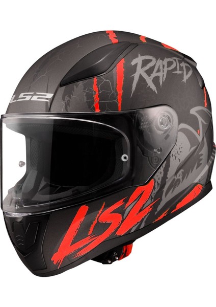 Rapid 2 Raven Mat Siyah- Beyaz - Kırmızı Motosiklet Kask ( Xl ) Beden