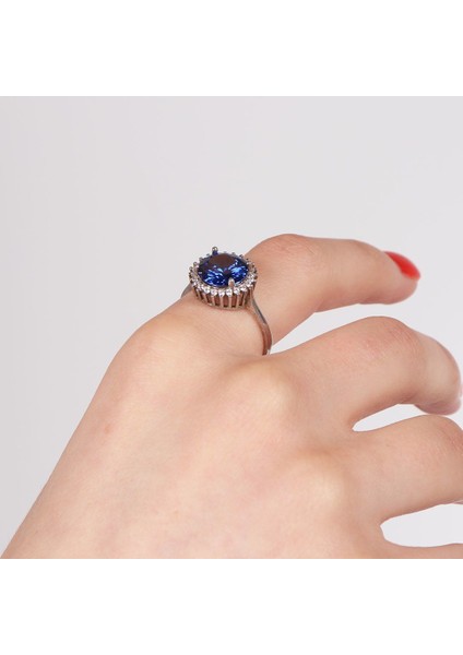 Safir Taşlı Gümüş Yüzük NUR-YZ00207 fiyatları