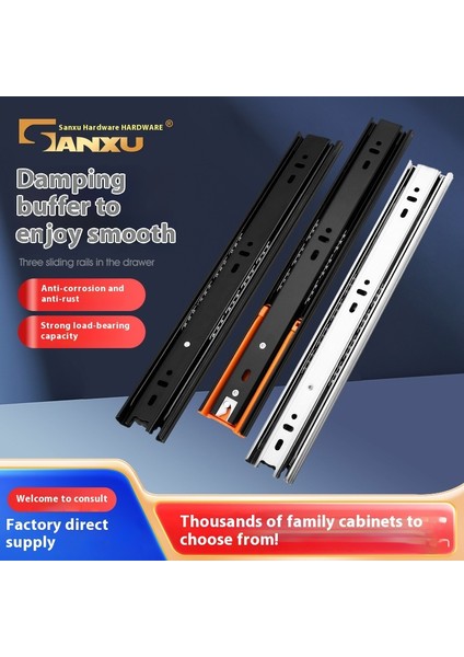 Çekmece Kızakları Dolap Gardırop Çekme Rayı Üç Bölümlü Kalınlaştırılmış Kızak Bilyalı Kılavuz (Yurt Dışından) fırsatları